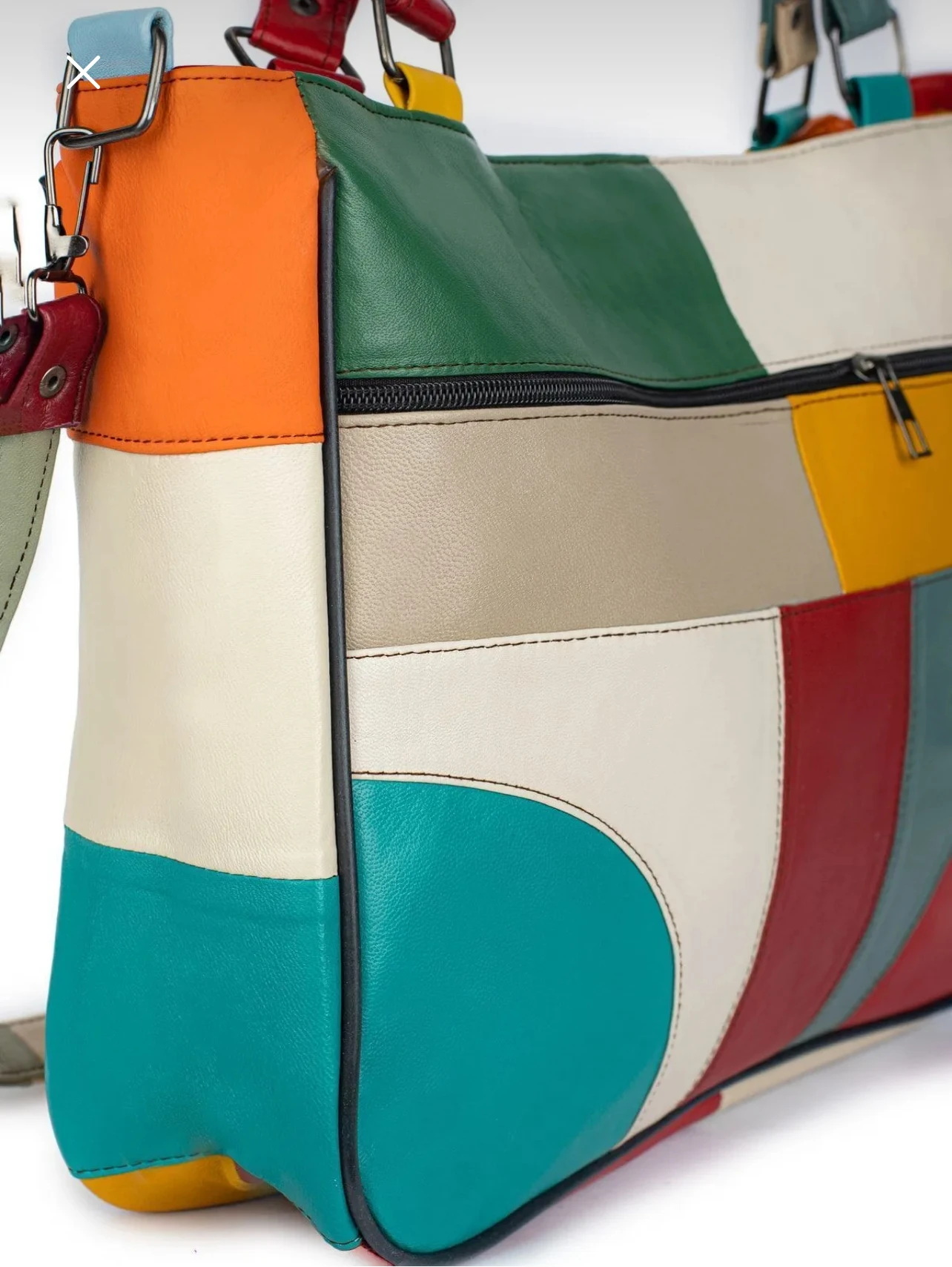 Sac cabas patchwork en cuir coloré