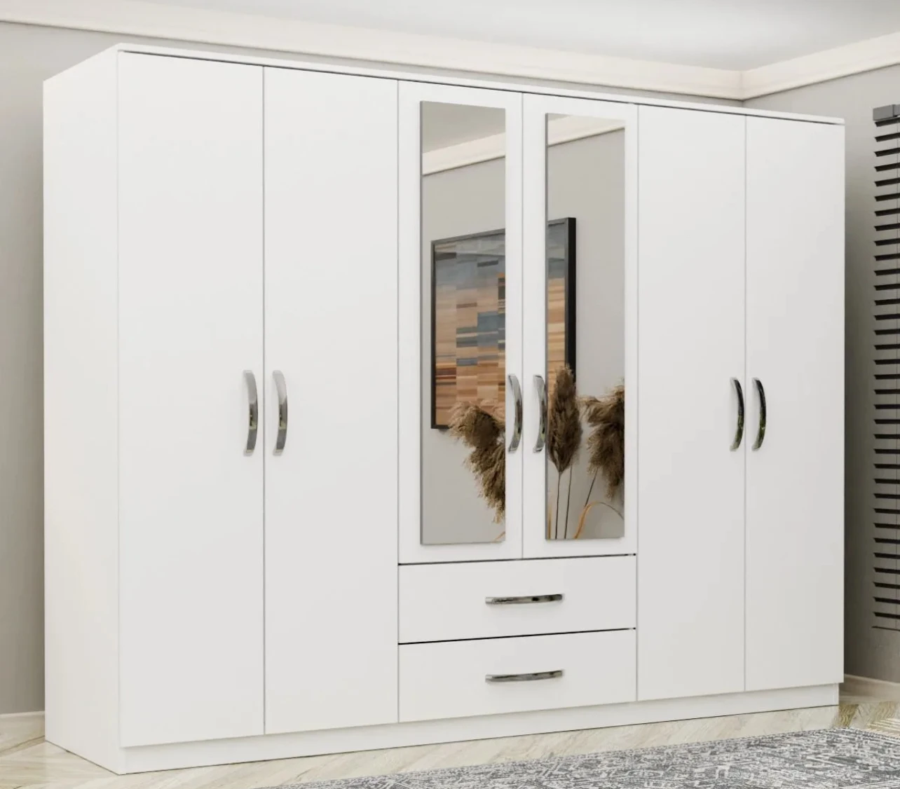 Metalia Lux 6 portes 2 tiroirs Armoire à glace
