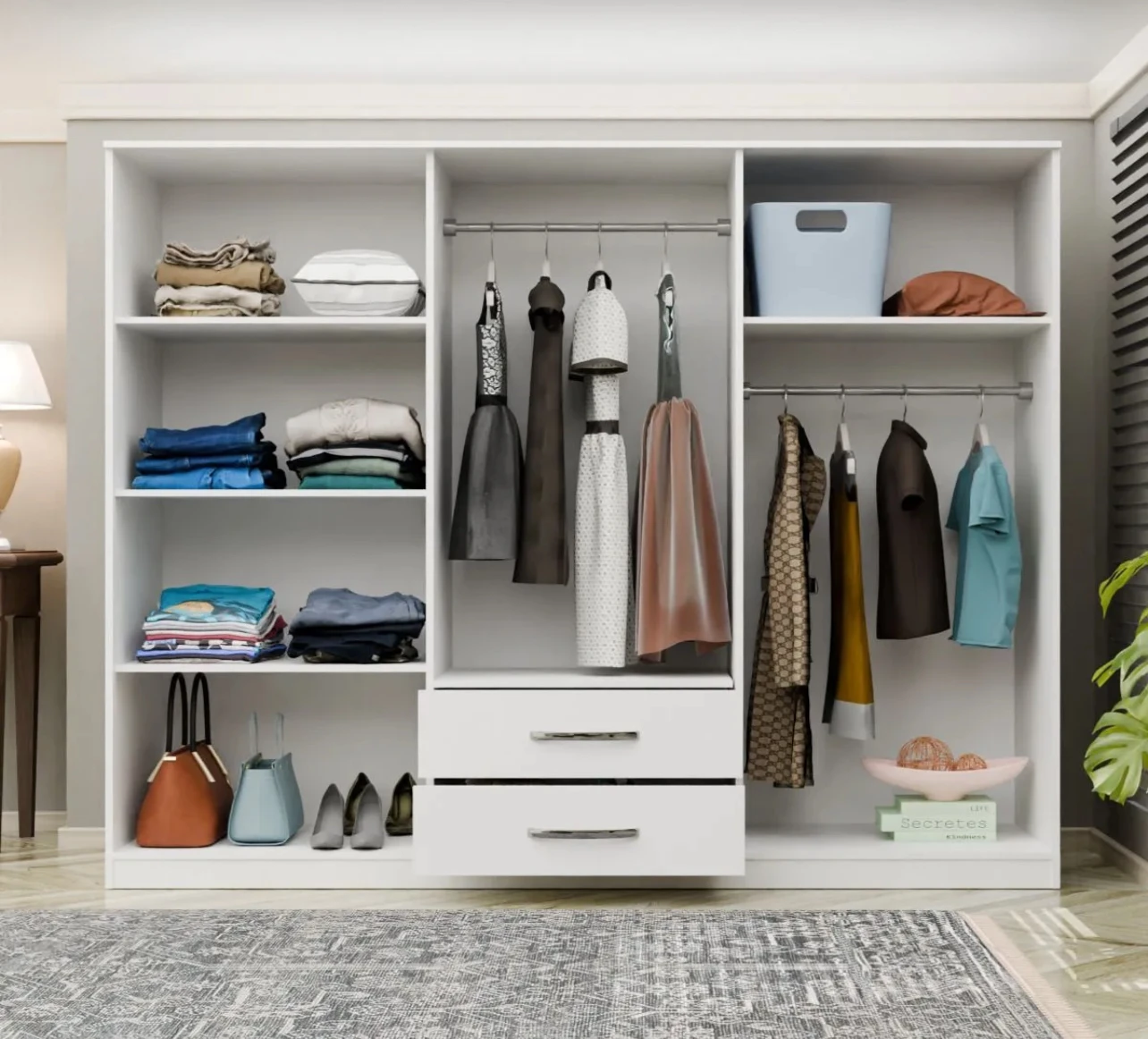 Metalia Lux 6 portes 2 tiroirs Armoire à glace