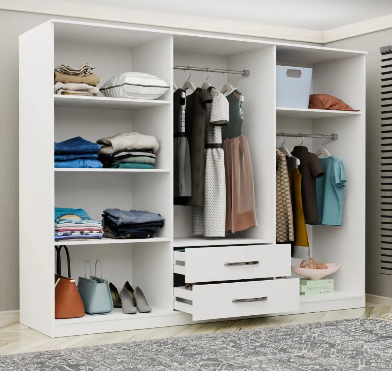 Metalia Lux 6 portes 2 tiroirs Armoire à glace