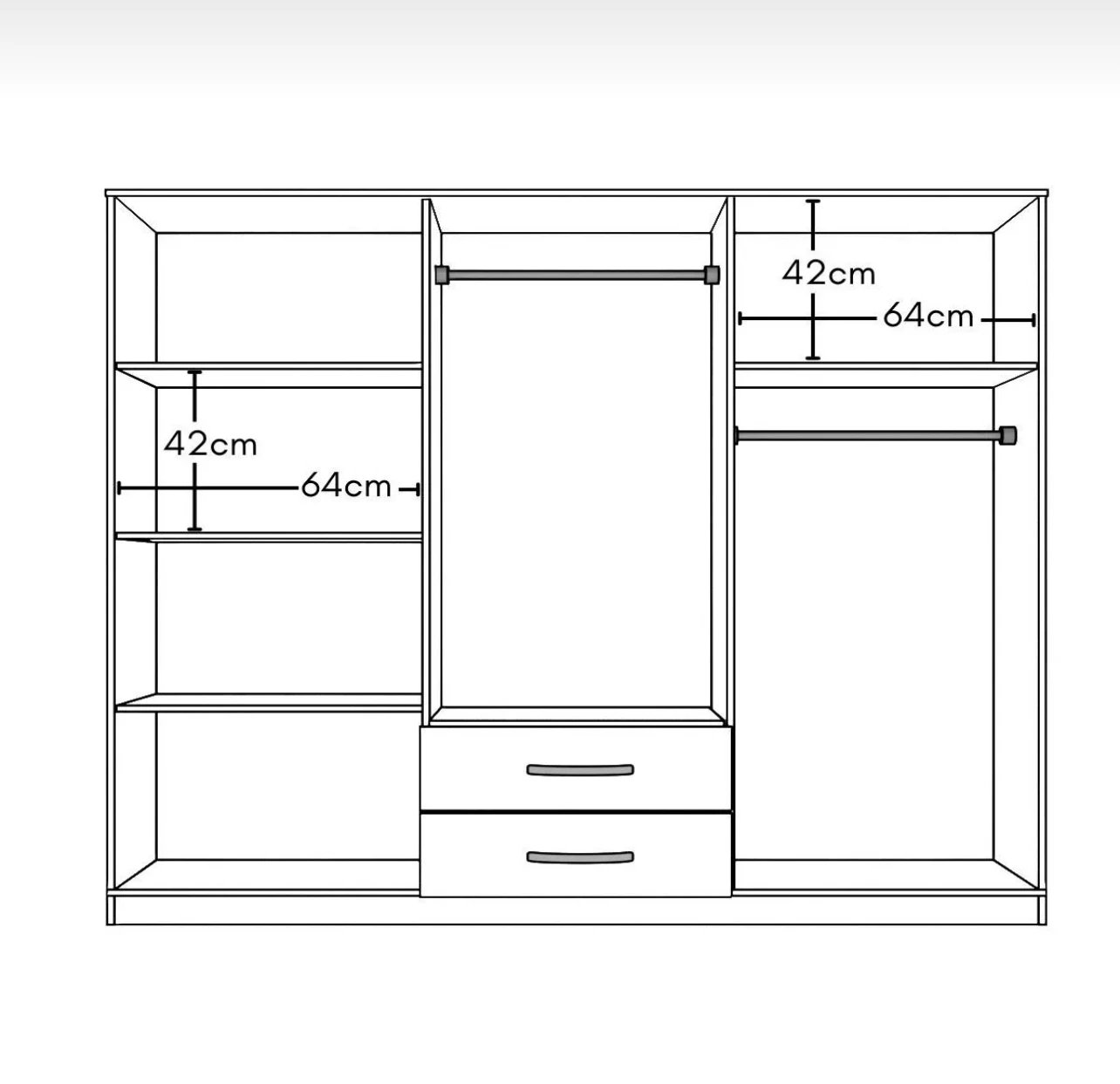 Metalia Lux 6 portes 2 tiroirs Armoire à glace
