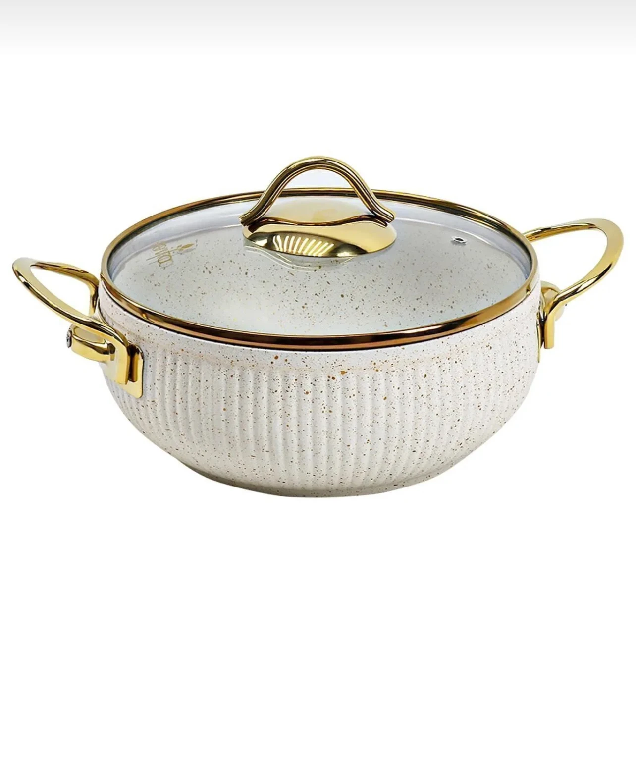Set de 4 pièces de casseroles et poêles en granit avec couvercles en verre