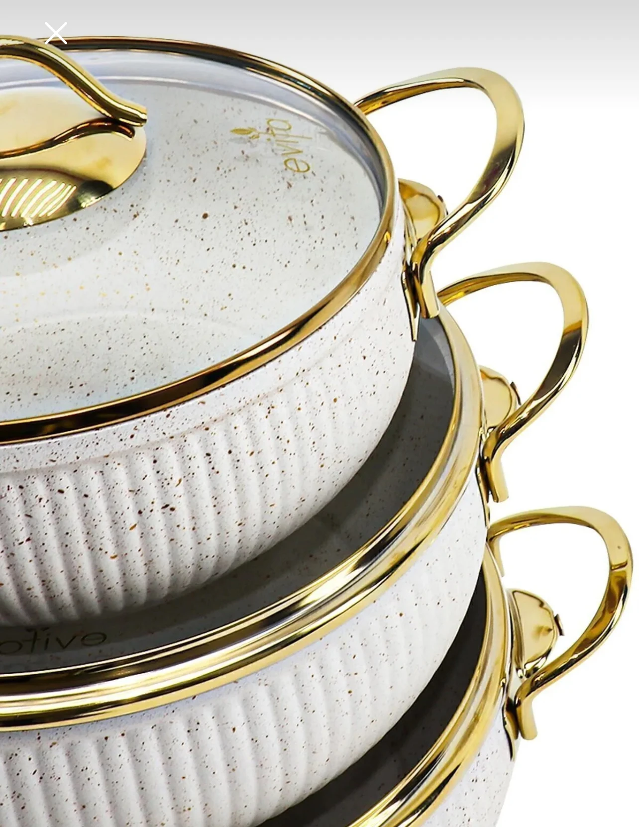 Set de 4 pièces de casseroles et poêles en granit avec couvercles en verre