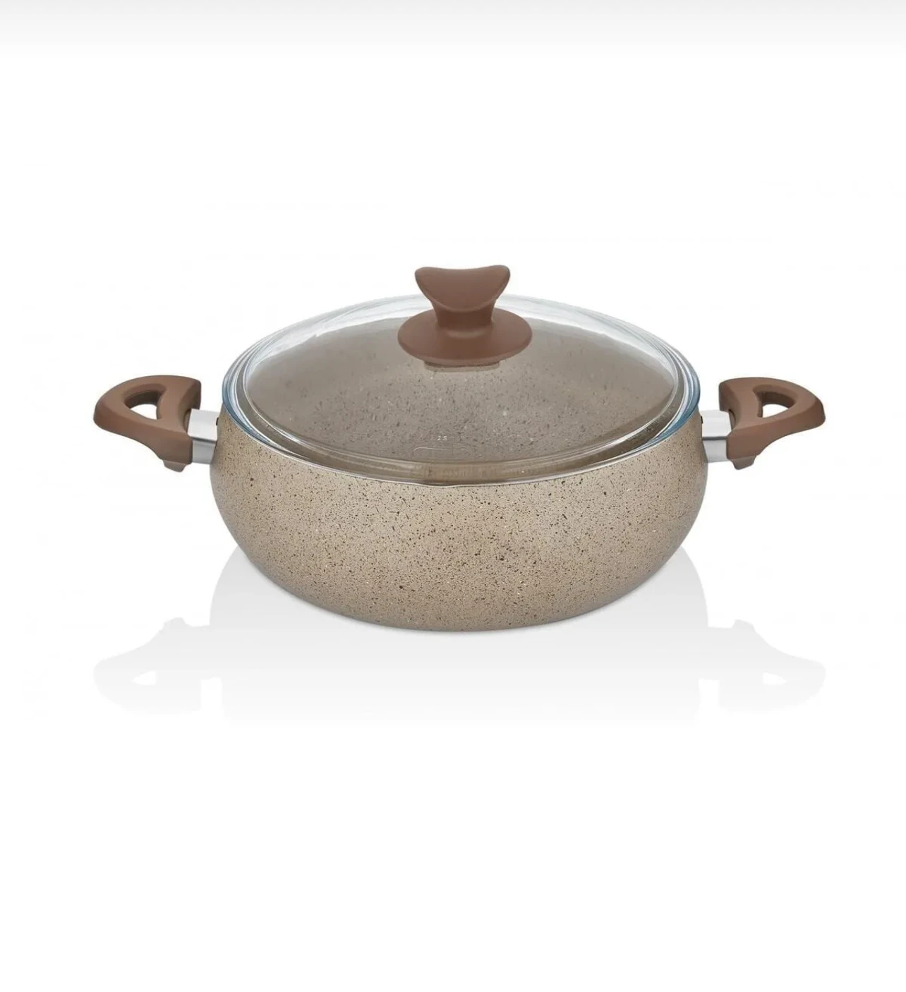 Set de 4 pièces de casseroles et poêles en granit avec un design arrondi