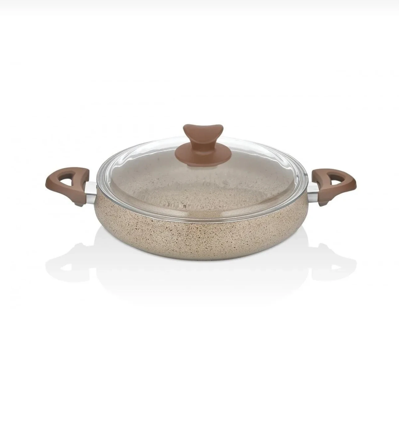 Set de 4 pièces de casseroles et poêles en granit avec un design arrondi