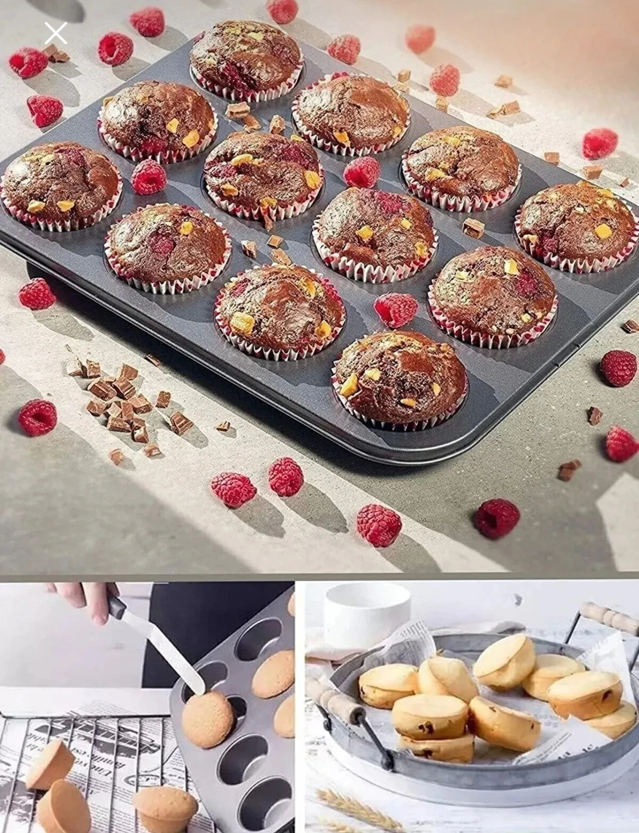 Moule à muffins antiadhésif 12 cavités.