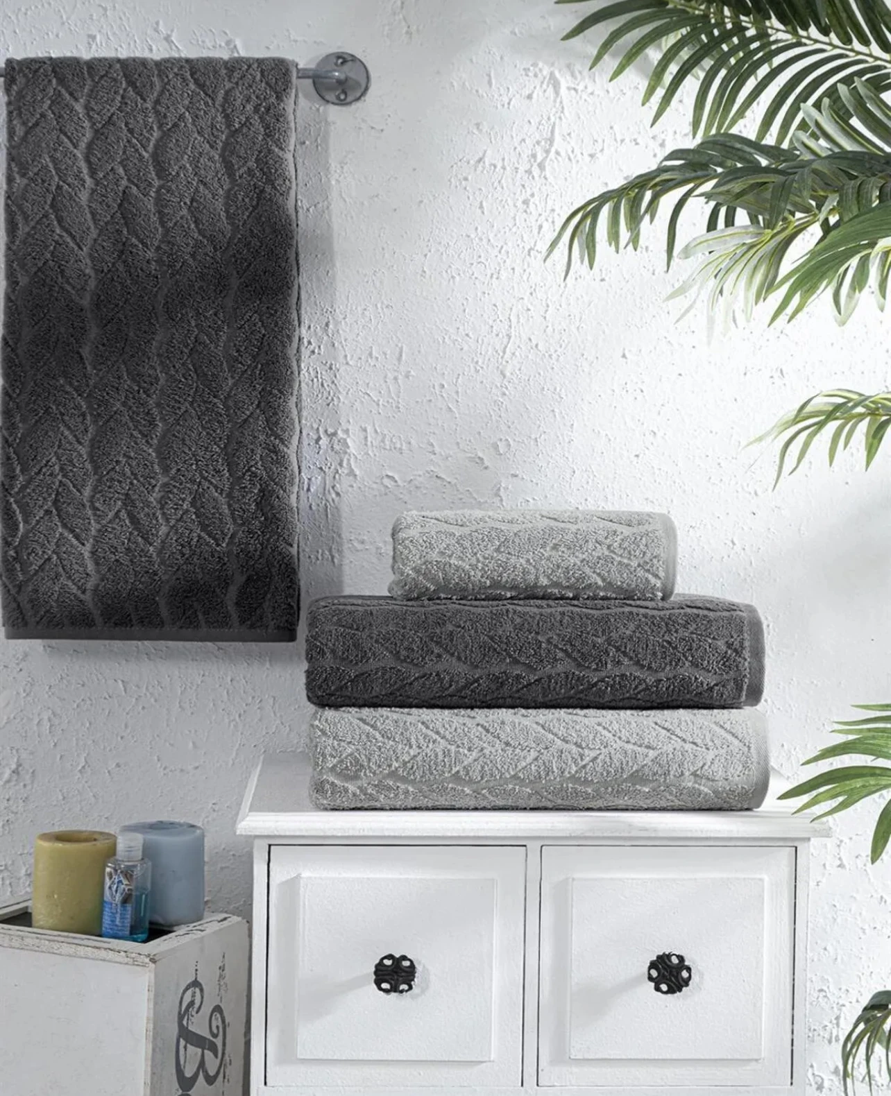 Set de 4 serviettes de bain 100% coton