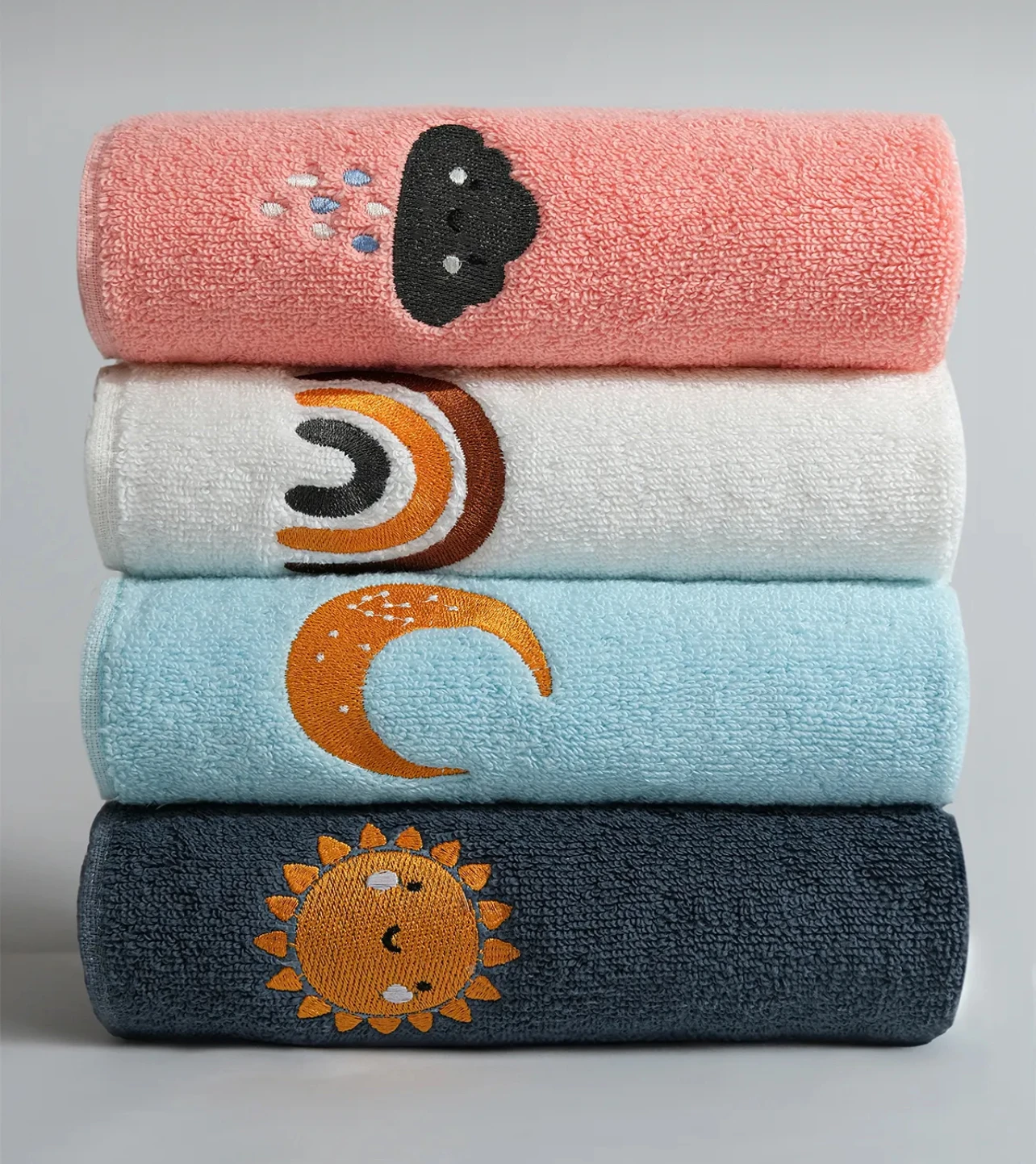 Set de 4 serviettes de toilette 100% coton
